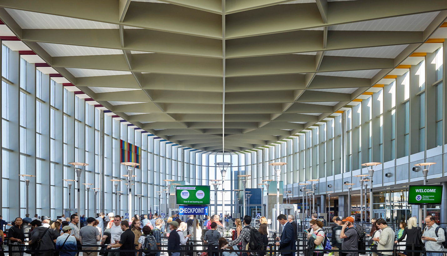 The Austin-Bergstrom International Airport (ABIA) East Terminal Infill project has enhanced the passenger experience. - © Tim Griffith