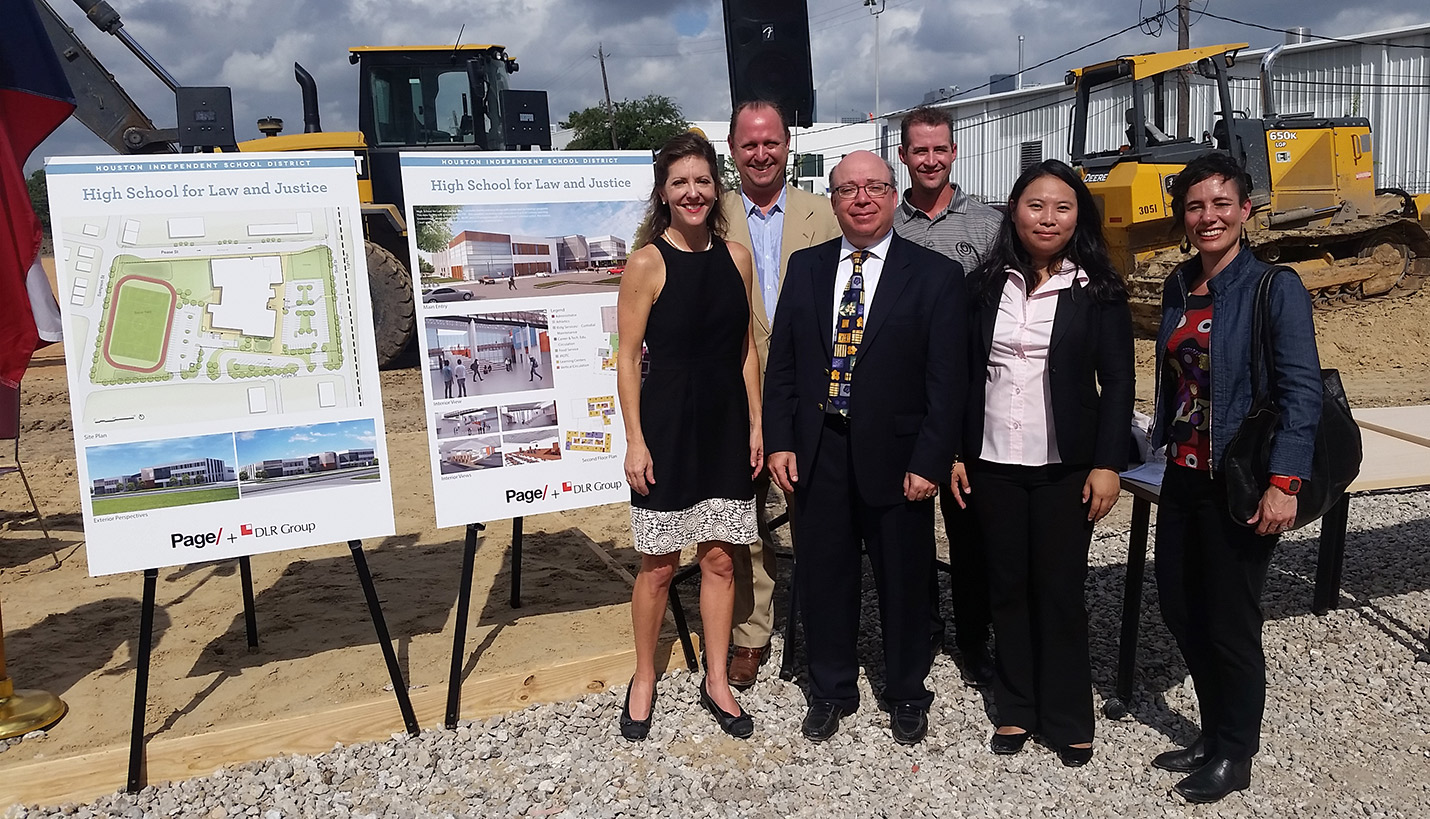 Members of the architecture team include (L-R) Wendy Heger, Page; Chris Royster, DLR Group, Matthew Cohen, Page; Adam St. Cyr, DLR Group; Elaine Lee, Page and Taryn  Kinney, DLR Group. - Page