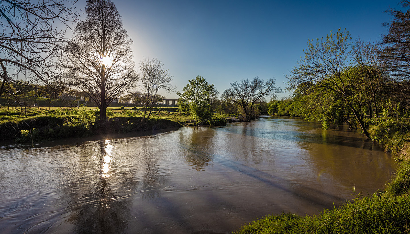 Pavilion in the distance overlooking Buffalo Bayou - Slyworks Photography