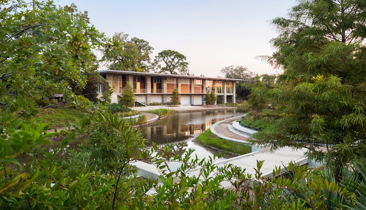 The Lost Lake Building at Buffalo Bayou Park reopened for business a few short days after being flooded by Tropical System Harvey. - © Esto Photographics / Albert Vecerka