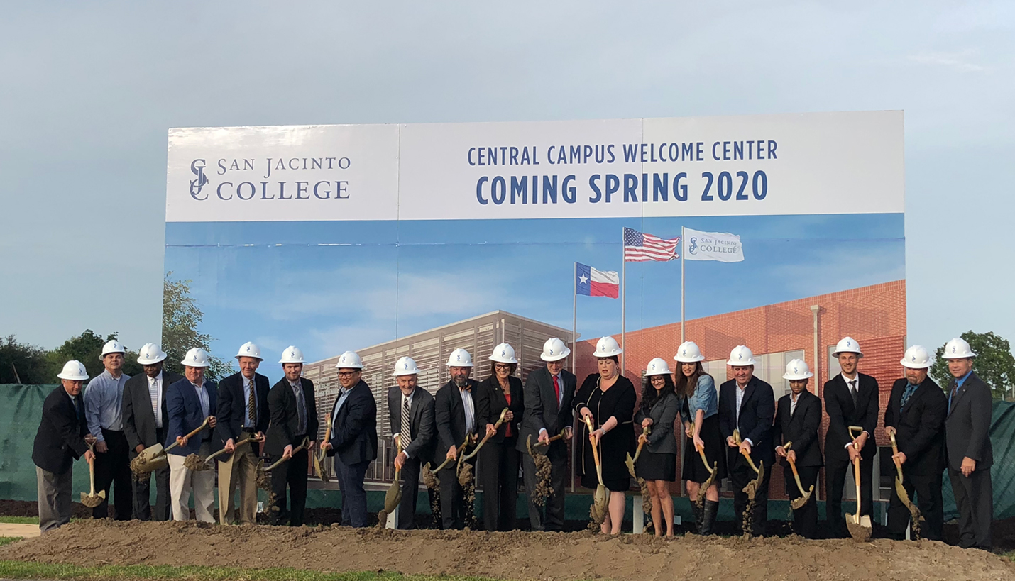 Pagers took their place among the project team for the groundbreaking of the San Jacinto College Central Campus Welcome Center. - Page