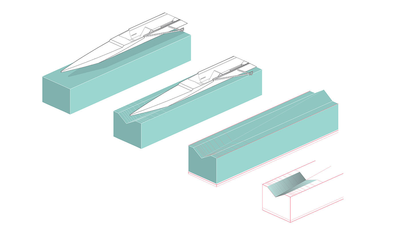 Wave rippled concept diagram for roof of Boathouse on White Rock Lake. - © Page